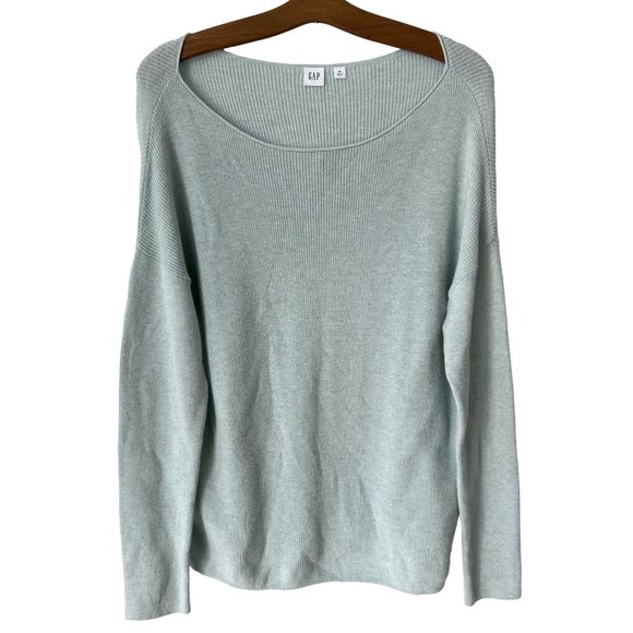 GAP Bateau Neck Pullover Sweater Women XL Mint Cotton Blend Cozy Chic Knit Fall - Picture 1 of 8